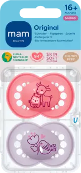 Оригинальная силиконовая соска розовая/сиреневая 16+ месяцев 2 шт. MAM