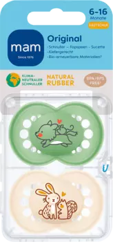 Оригинальная соска из латекса зеленая/бежевая 6-16 месяцев 2 шт. MAM