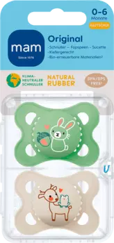 Оригинальная соска из латекса зеленая/бежевая 0-6 месяцев 2 шт. MAM