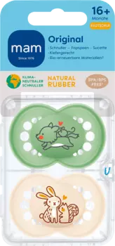 Оригинальная соска из латекса зеленая/бежевая 16+ месяцев 2 шт. MAM
