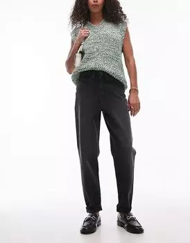 Оригинальные джинсы Mom с высокой посадкой черного цвета Topshop