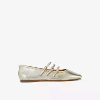 Оригинальные кожаные балетки с тремя ремешками Kg Kurt Geiger, золотой