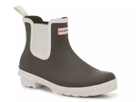 Оригинальные матовые резиновые сапоги Double Matte Rain Boot Hunter, Dark Green/Off White