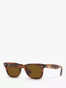 Оригинальные поляризационные солнцезащитные очки Wayfarer унисекс Ray-Ban RB2140, гавана/коричневый