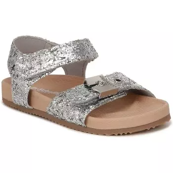 Оригинальные сандалии из искусственной кожи Dr. Scholl's для малышей с ремешками на щиколотке, цвет Silver Gray Faux Lthr
