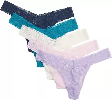 Оригинальные стринги Daily Value, упаковка из 5 шт. Hanky Panky, цвет Glo Pink/Electric Purple/Mermaid Tail/Mango Lassi/Bold Blue