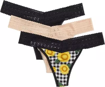 Оригинальные стринги Dream, набор из 3 шт. Hanky Panky, цвет Chai/Fields of Gold/Black