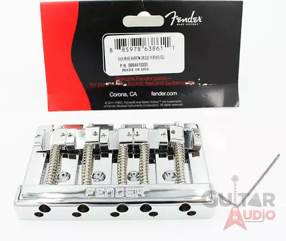 Оригинальный 5-струнный узкий бридж для бас-гитары Fender HiMass с латунными седлами - ХРОМ 099-4410-000