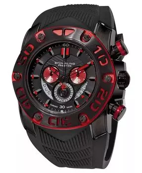 Оригинальный черный корпус IPb, желтый циферблат, черно-желтый безель и желтый ремешок из высококачественного силиконового каучука Stuhrling, красный