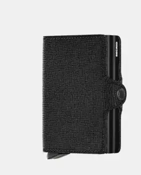 Оригинальный красный кожаный двойной держатель карт с защитой RFID Secrid, черный