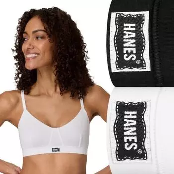 Оригинальный набор из двух винтажных треугольных бралетт Ultimate Hanes, цвет black white