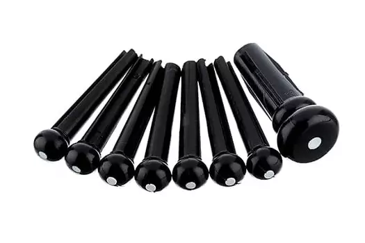 Оригинальный набор штифтов Fender Acoustic Bridge, черный с белыми точками и концом ремешка 0990402006 FEN-099-040-2006