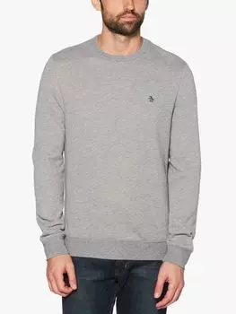 Оригинальный свитер с круглым вырезом и наклейкой в виде пингвина Pete из органической смеси хлопка, Rain Heather