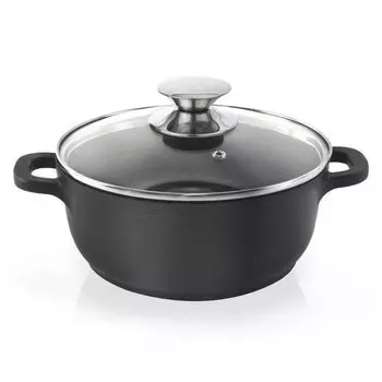 ORION Кастрюля из литого алюминия со стеклянной крышкой GRANITE 20 см | 2,3-литровый газовый индукционный
