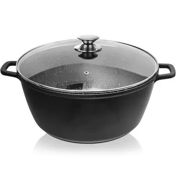 ORION Кастрюля из литого алюминия со стеклянной крышкой GRANITE 32 см | 9,7 л газовая индукция