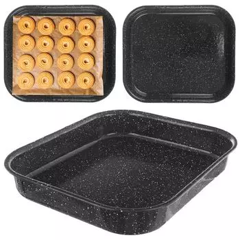 Орион Противень, форма для запекания, жаровня, эмалированная для мяса, печенья, десертов, овощей, антипригарное покрытие, 29,5 х 25,5 х 4,5 см Orion