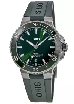 Oris Aquis Date Automatic 41,5 мм зеленый циферблат каучуковый ремешок мужские часы 01 733 7787 4157-07 4 22 37FC