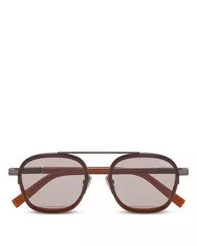 Orizzonte I Солнцезащитные очки из ацетата и металла, 51 мм ZEGNA, коричневый