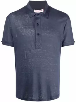Orlebar Brown льняная рубашка поло с короткими рукавами, синий