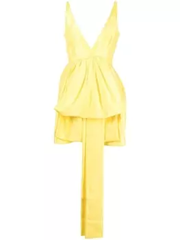 Oroton платье мини с V-образным вырезом и оборками, желтый