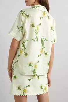 OROTON рубашка Field Daisy с цветочным принтом и фестонами, кремовый