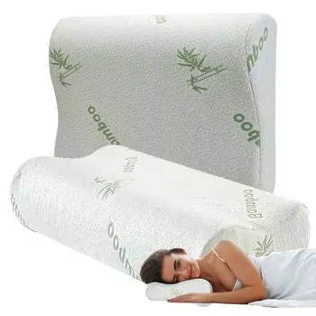 Ортопедическая подушка из пены с эффектом памяти | Подушка для поддержки шеи 50 x 30 см | против храпа | Хлопок, с крышкой vitolog