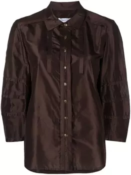Oscar de la Renta атласная рубашка на пуговицах, коричневый