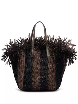 Oscar de la Renta большая сумка-тоут в технике кроше, коричневый