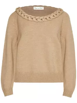 Oscar de la Renta джемпер с плетеным вырезом, нейтральный цвет