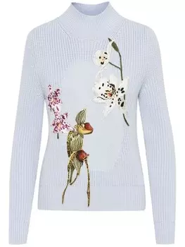 Oscar de la Renta джемпер с вышивкой Orchid, синий