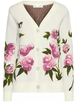 Oscar de la Renta кардиган Painted Roses, белый