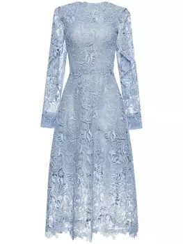 Oscar de la Renta кружевное платье миди, синий