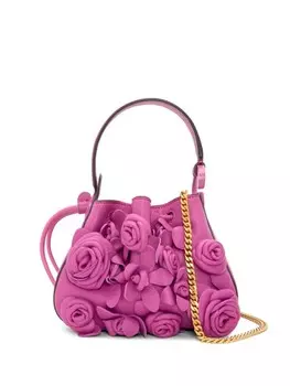 Oscar de la Renta мини-сумка O Handle с цветочной аппликацией, розовый