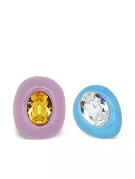 Oscar de la Renta непарные серьги-клипсы, фиолетовый