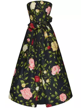 Oscar de la Renta платье English Rose Faille, синий