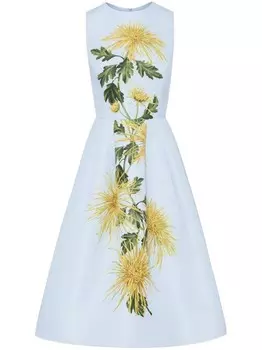 Oscar de la Renta платье миди Chrysanthemum, синий