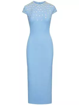 Oscar de la Renta платье миди с кристаллами, синий
