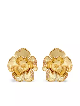 Oscar de la Renta серьги-клипсы Large Pav Rose, золотой