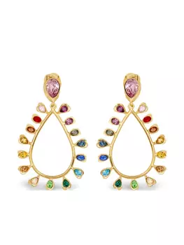 Oscar de la Renta серьги-подвески Multi-Colored с кристаллами, золотой