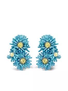 Oscar de la Renta серьги Pompom Flower, синий