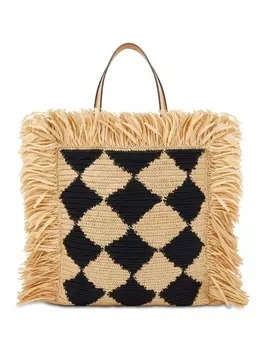 Oscar de la Renta сумка-тоут из рафии, нейтральный цвет