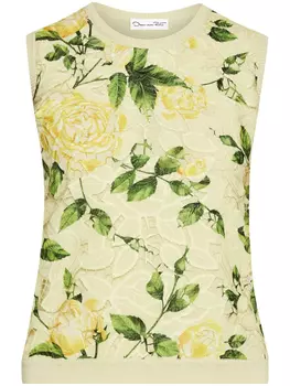 Oscar de la Renta топ English Rose без рукавов, желтый