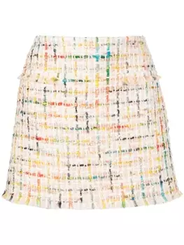 Oscar de la Renta твидовая юбка мини с завышенной талией, розовый
