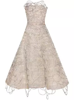 Oscar de la Renta вечернее платье с вышивкой кристаллами, серебристый