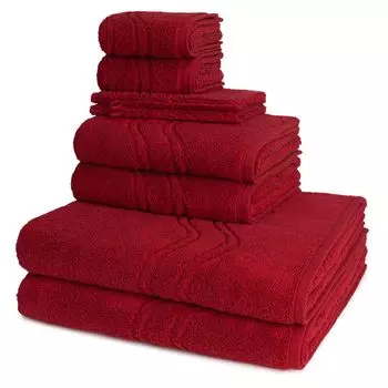Ощущение Ross Cashmere 2 х мытья, 2 х гостя, 2 х душа, 2 х полотенца в наборе Впитывающая и очень мягкая ручка, легко чистится и приятна для кожи, тонкая волнистая кайма., красный