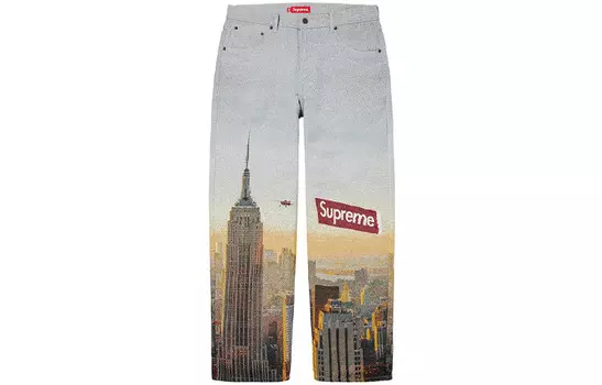 Осень-зима 2020 Джинсы унисекс светло-голубые Supreme, светло-голубой