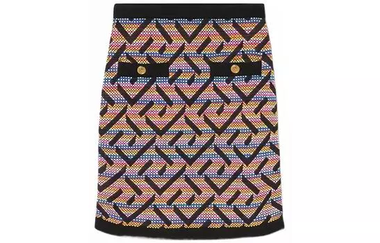Осень-зима 22 Повседневная короткая юбка женская разноцветная VERSACE, мультиколор