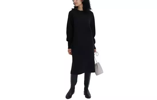 Осень-зима 23 Платье с длинными рукавами женское UNIQLO, Grass Green