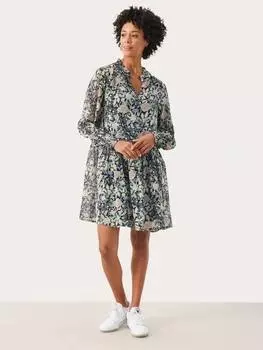 Осеннее платье в цветочек Part Two, темно-синий