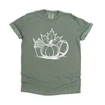 Осенние футболки с коллажем, окрашенные в одежду Simply Sage Market, цвет Moss